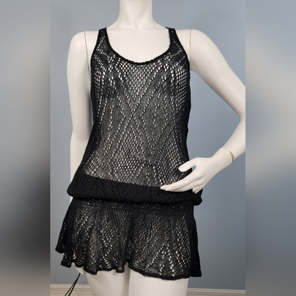 La Perla Other - La Perla Resortwear Black stretchy Crochet Swimsuit Coverup Dress Size 44/8